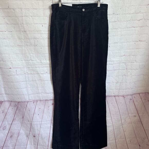 New 7FAM black velvet Alexa high rise trouser pants Size 31 NWT - Picture 1 of 9